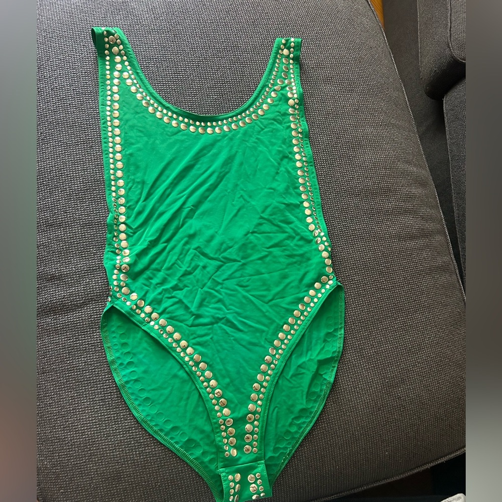 Green Studded Fashion Nova One-Piece Swimsuit Size M
